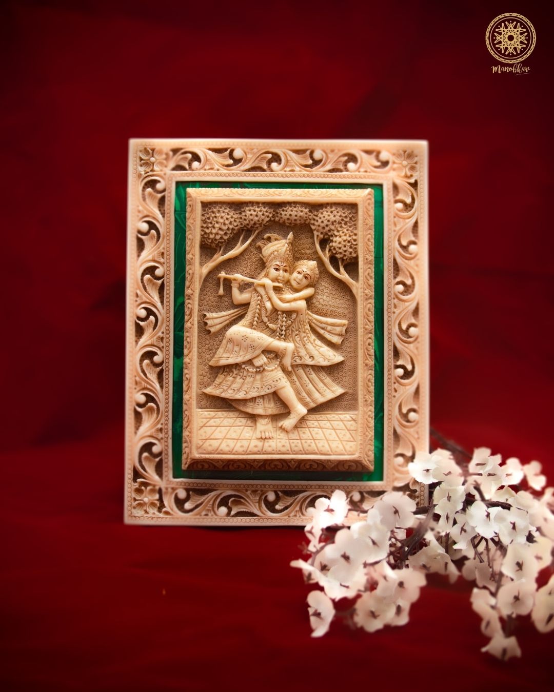 Radha Krishna Murti Wall Art Hanging Frame for Puja and Living Room Decor