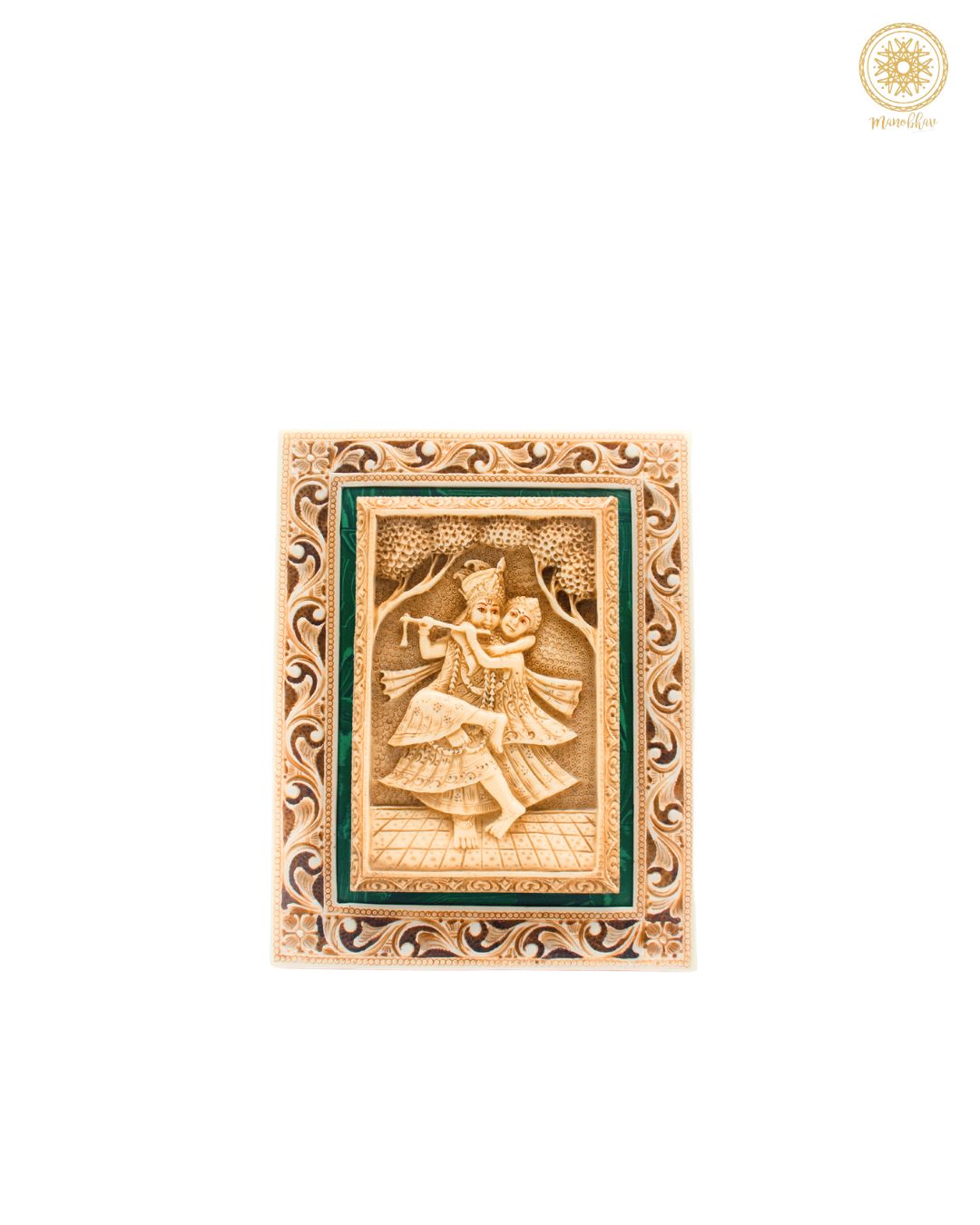 Radha Krishna Murti Wall Art Hanging Frame for Puja and Living Room Decor