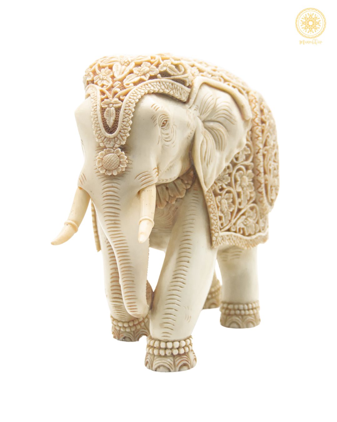 Hand Carved Resin Elephant Statue | Animal Art Figurine for Gift