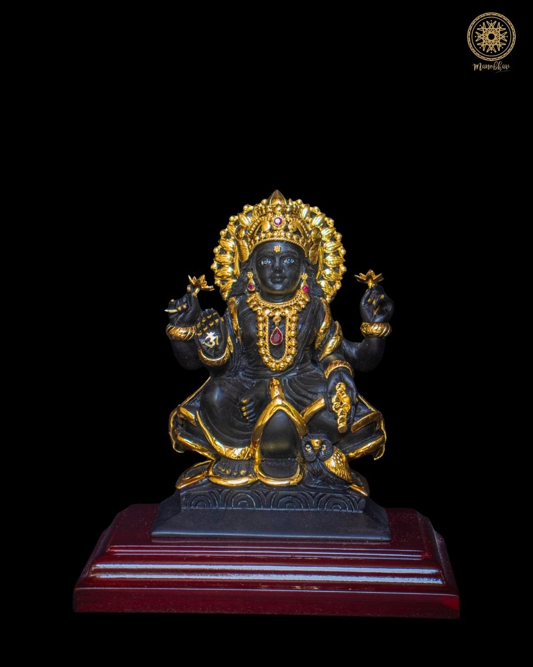 Black Lakshmi Ji Idol with Gold Plated Jewellery for Home