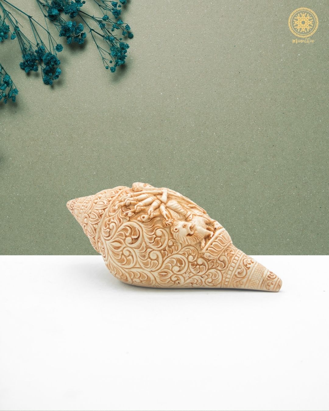 Handmade Resin Durga Conch Shell | Shankh