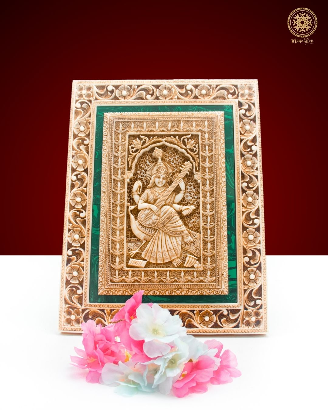 Exquisite Sarasvati Ji Wall Hanging Frame Art Decor for Home & Office
