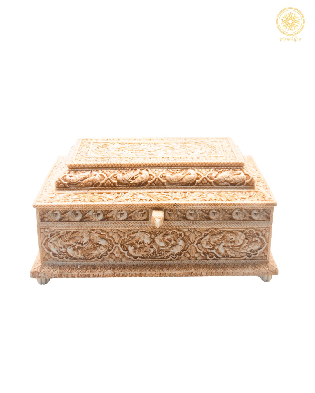 Hand Carved Jewelry Box with Birds Design | Antique Casket for Family Heirloom