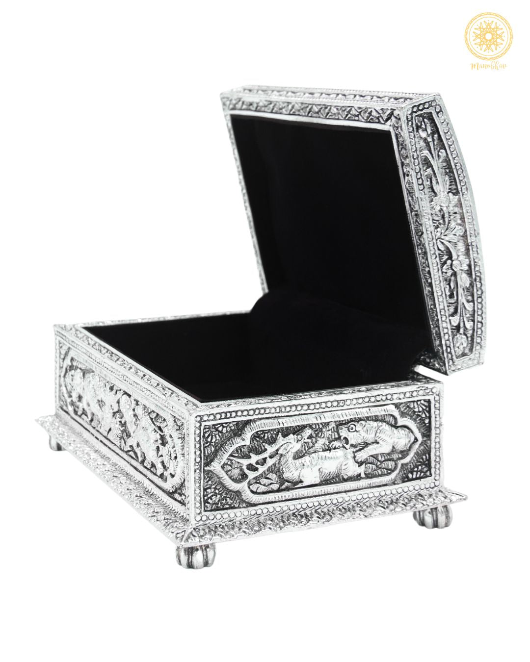 Luxurious Silver Coated Jewelry Box | Hand-Sculpted Resin Box