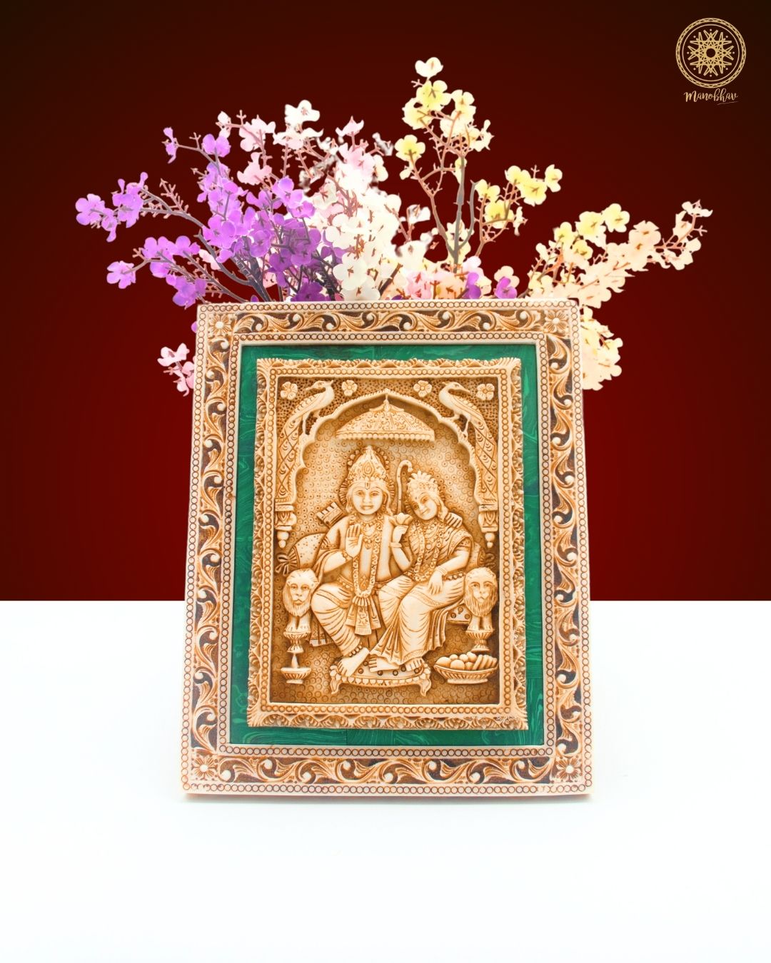 Hand Carved Sita Ram Wall Hanging Decor Art for Living Room and Prayer Space