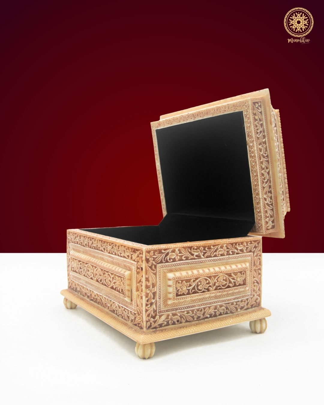 Artisan Carved Jewelry Chest | Antique Floral Storage Box