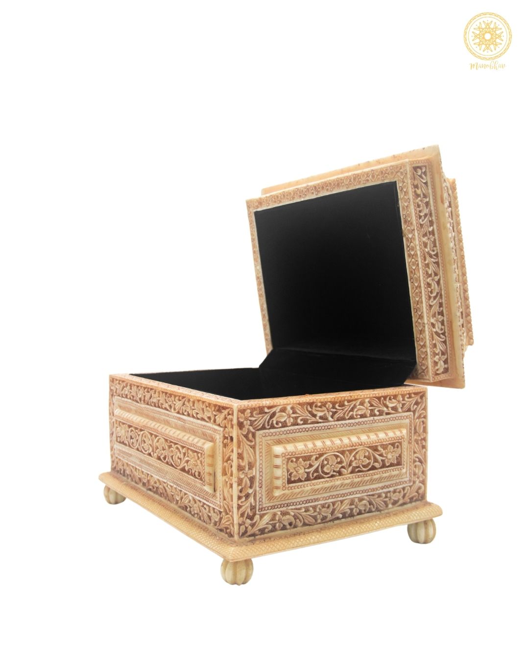 Artisan Carved Jewelry Chest | Antique Floral Storage Box