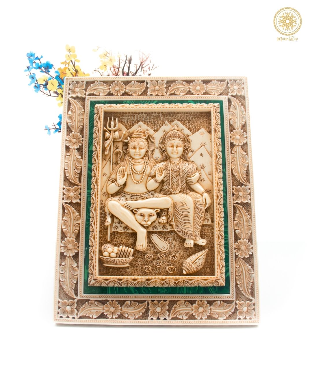 Divine Shiva Parvati Wall Hanging Frame Art | Spiritual Home & Office Decor