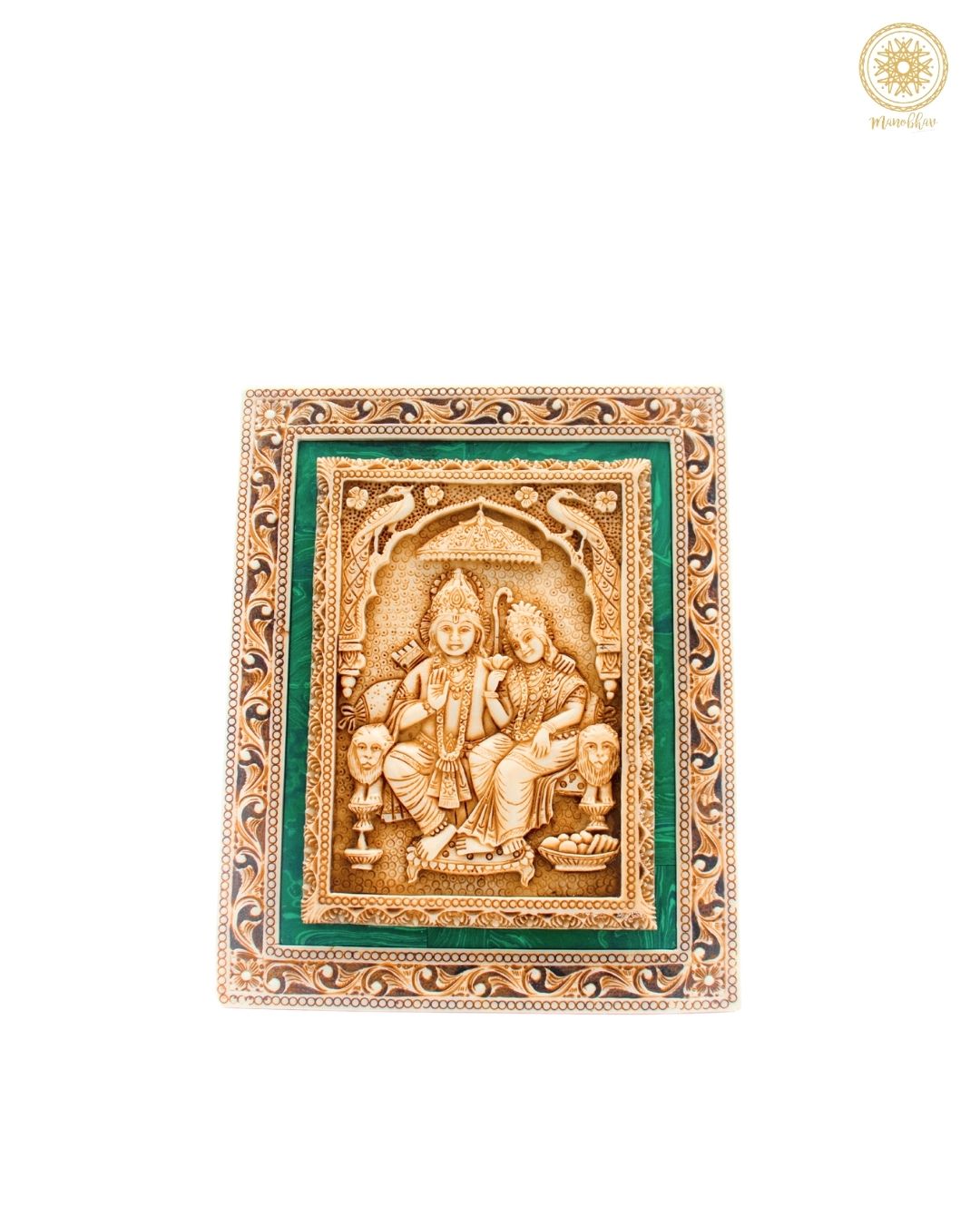 Hand Carved Sita Ram Wall Hanging Decor Art for Living Room and Prayer Space