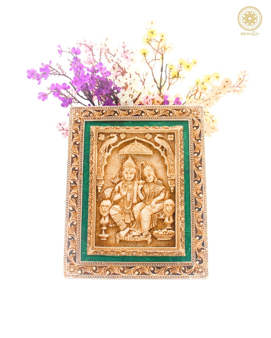 Hand Carved Sita Ram Wall Hanging Decor Art for Living Room and Prayer Space