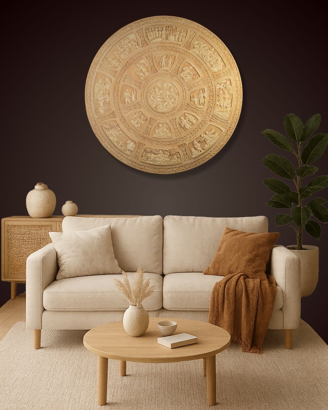 30" Large Shiva Parivar Resin Wall Hanging Frame for Pooja Room