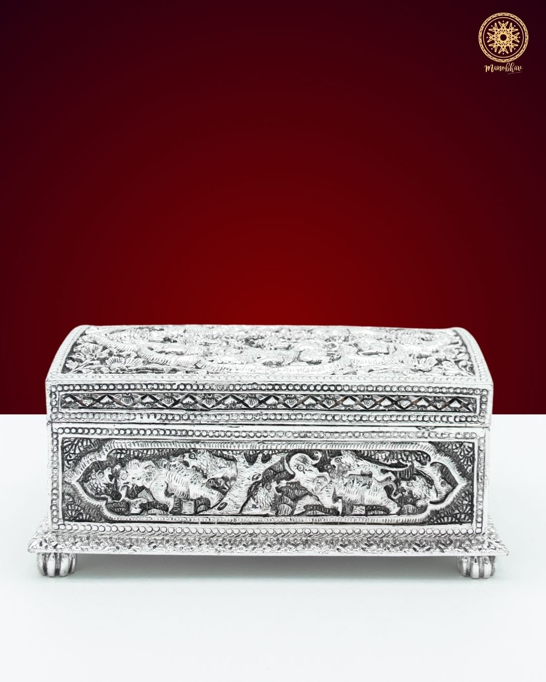 Luxurious Silver Coated Jewelry Box | Hand-Sculpted Resin Box