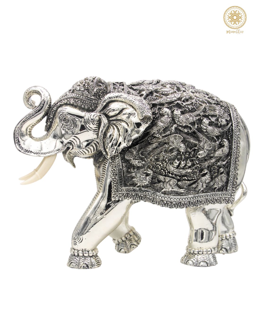 Handmade Silver Plated Elephant Showpiece Figurine | Perfect for Antique Home Decor Lovers