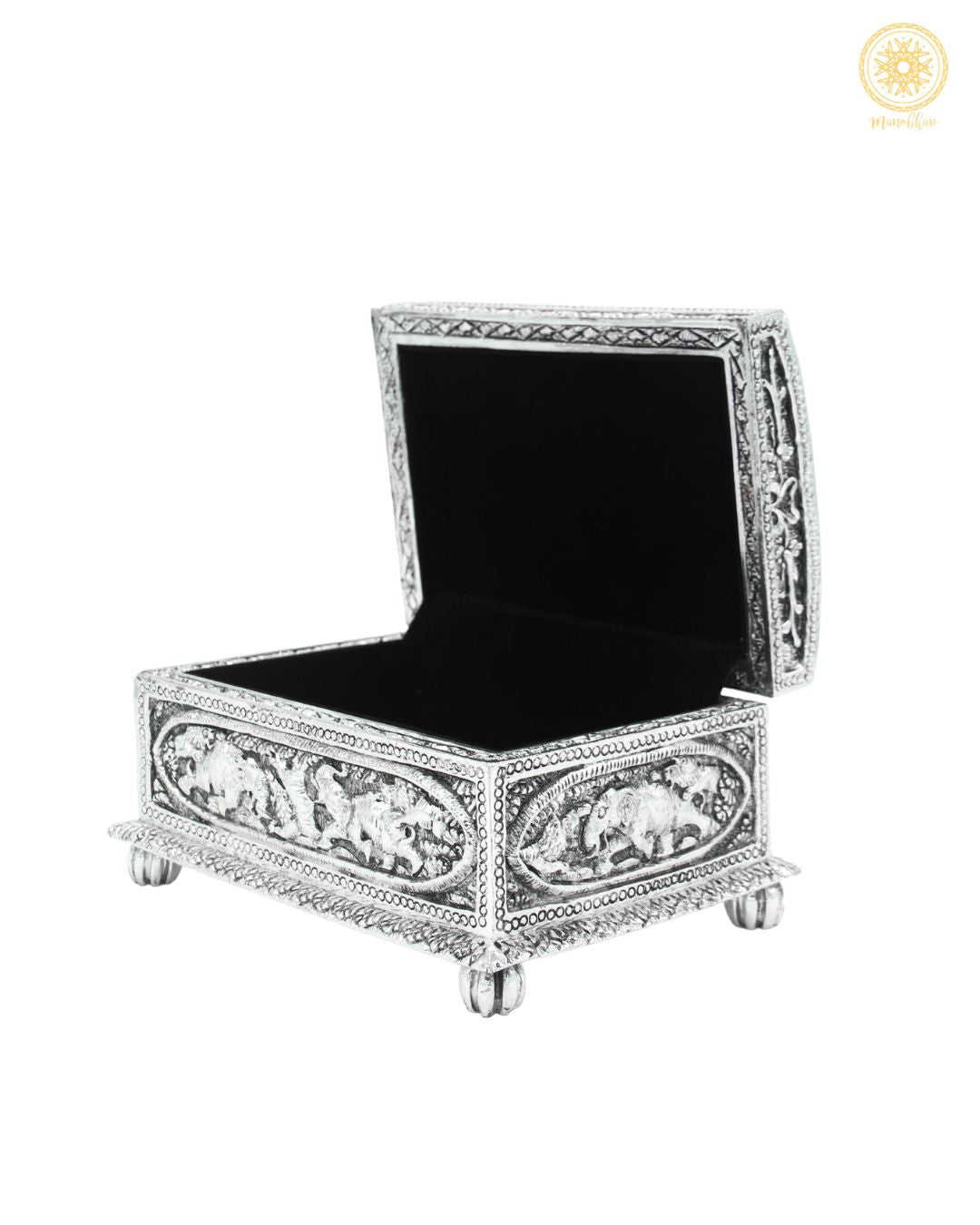 Luxurious Silver Plated Jewelry Box | Hand Carved Resin Box