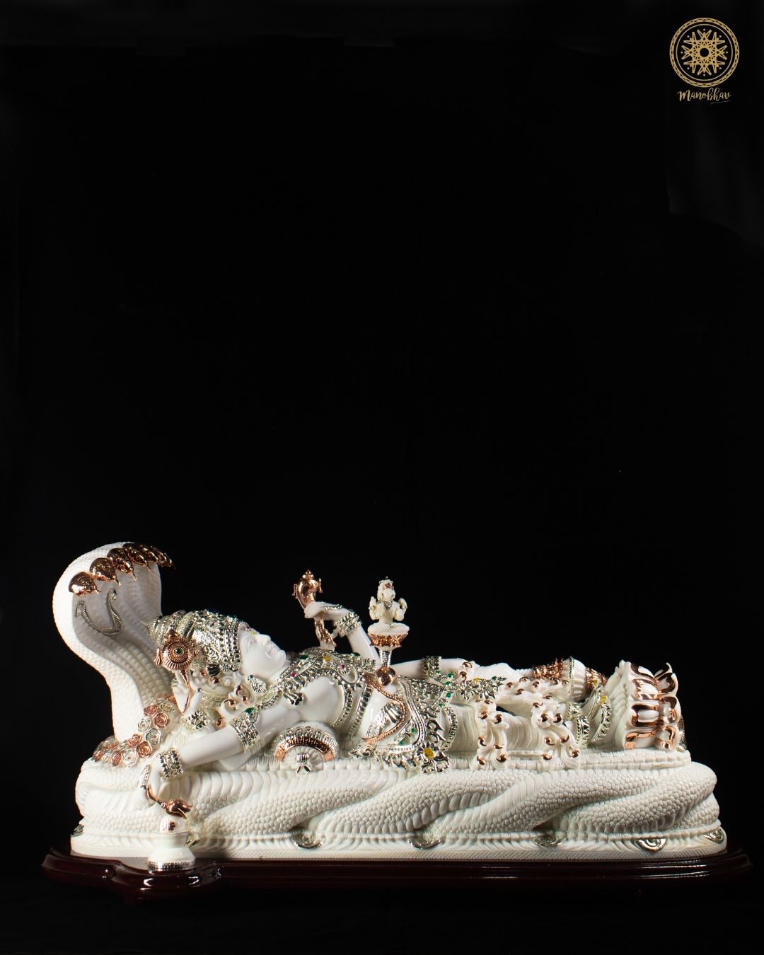 Hand-Carved Vishnu Ji Sleeping Marble Dust Statue