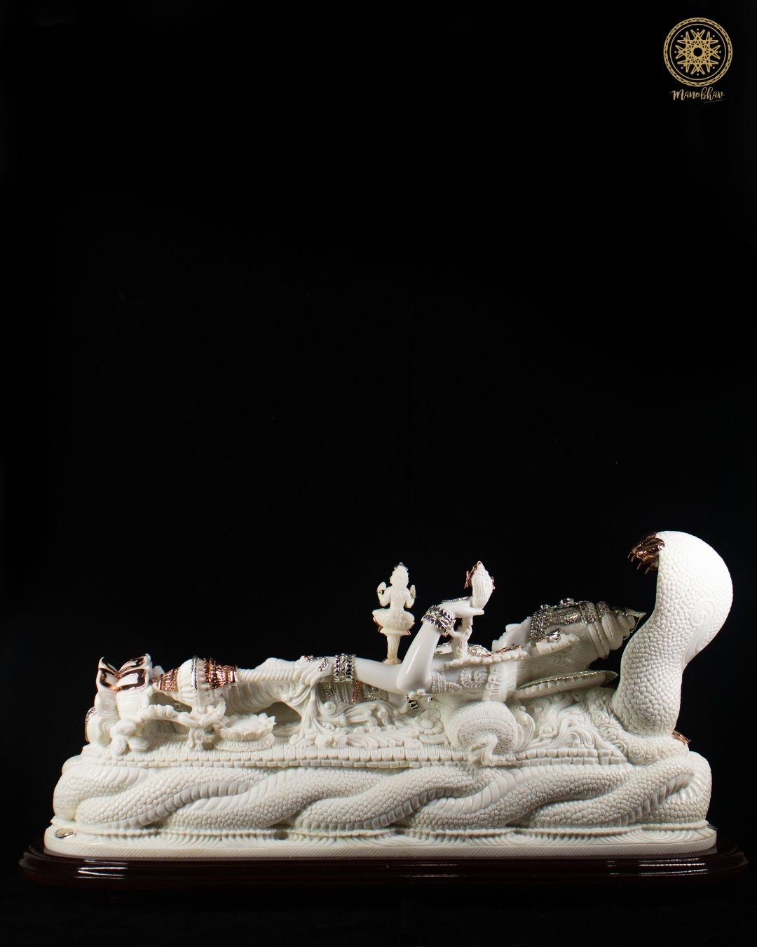 Hand-Carved Vishnu Ji Sleeping Marble Dust Statue