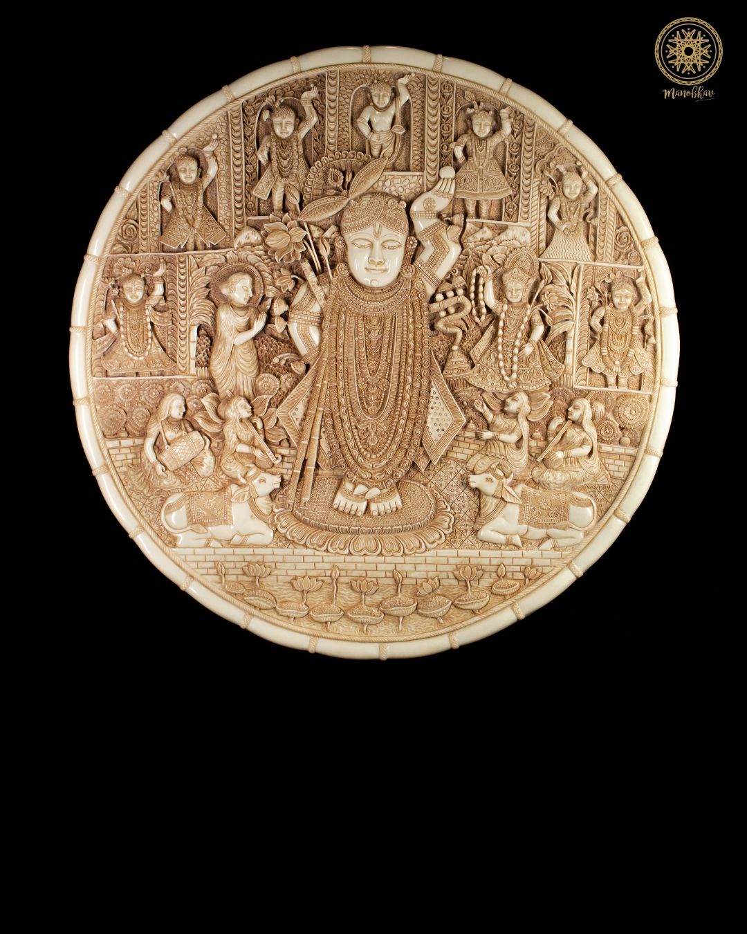 30" Large Shrinathji Wall Hanging Frame | Resin Art for Home & Temple