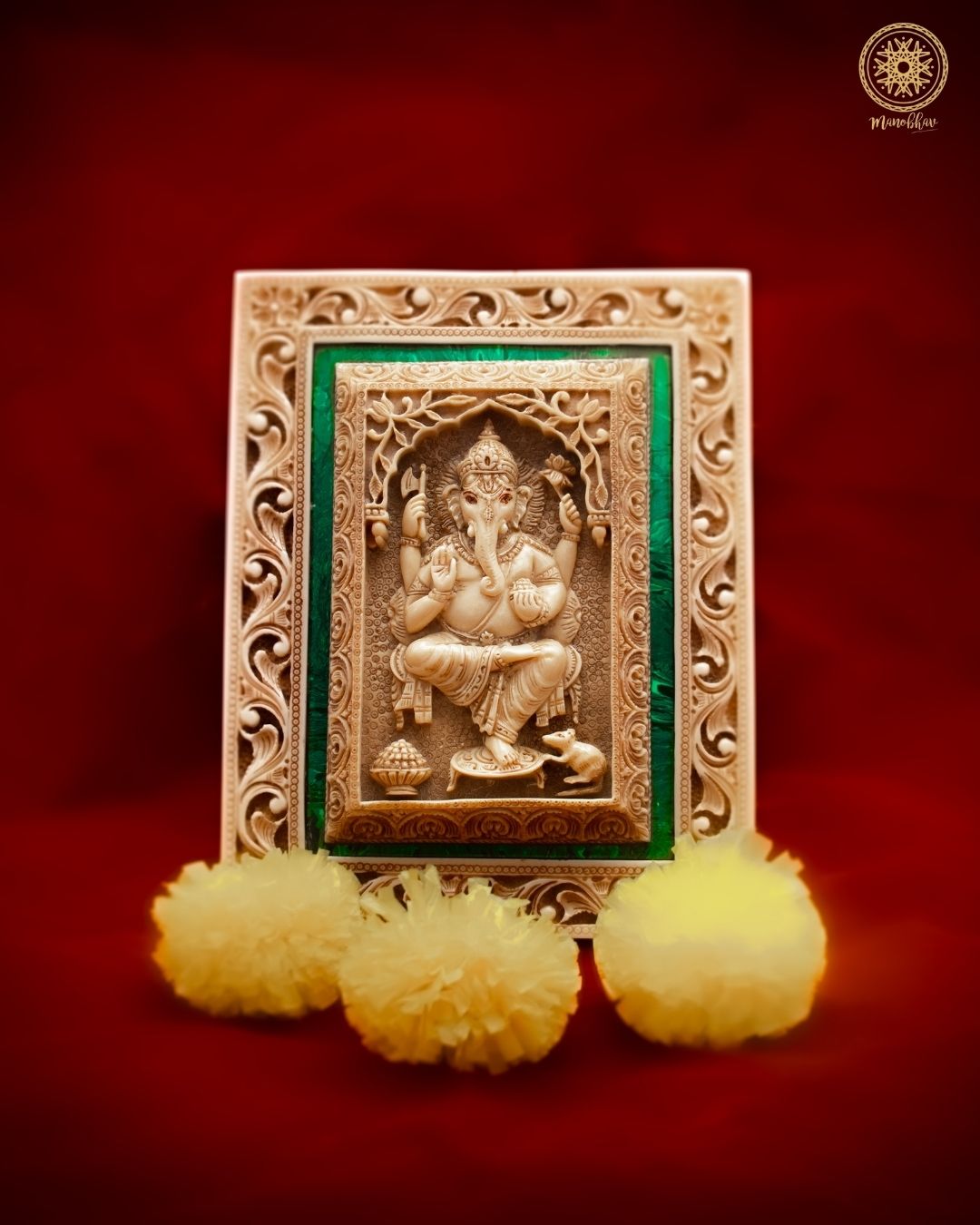 Hand Carved Lord Ganesha Wall Hanging Frame | Wall Decor for Home
