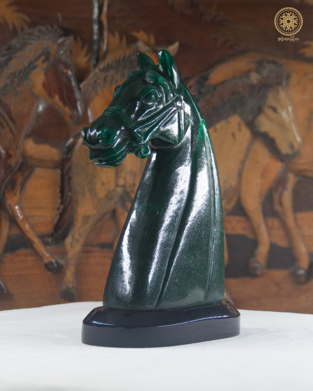 Hand carved Green Aventurine Horse Statue | Animal Art Sculpture