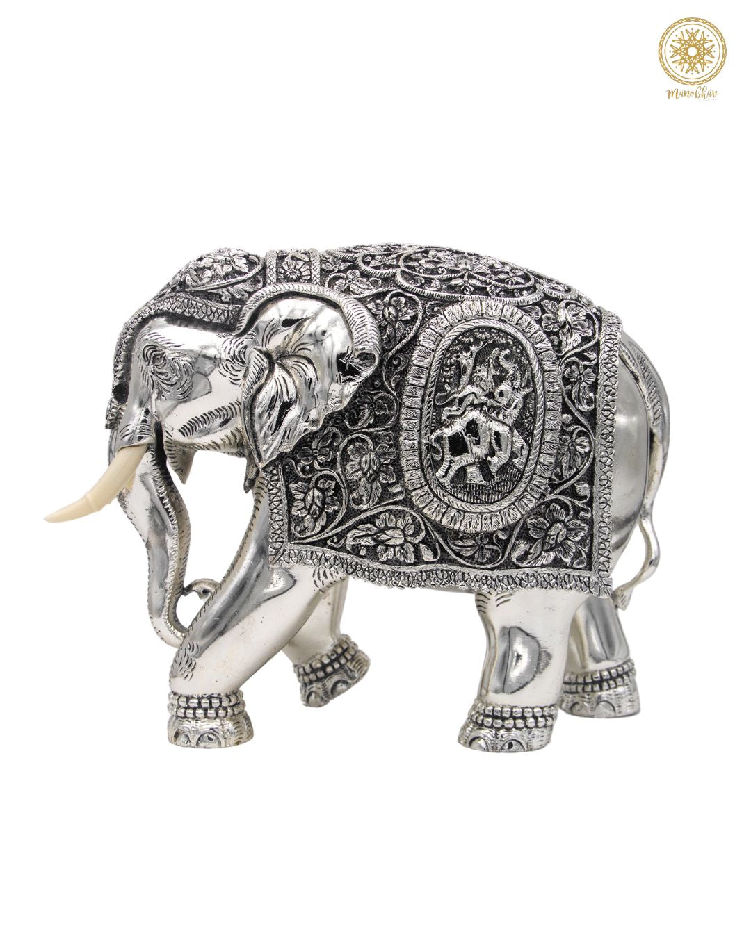 Unique Silver Plated Elephant Figurine |  Ideal for Home Decor, Table Decor and Gifting