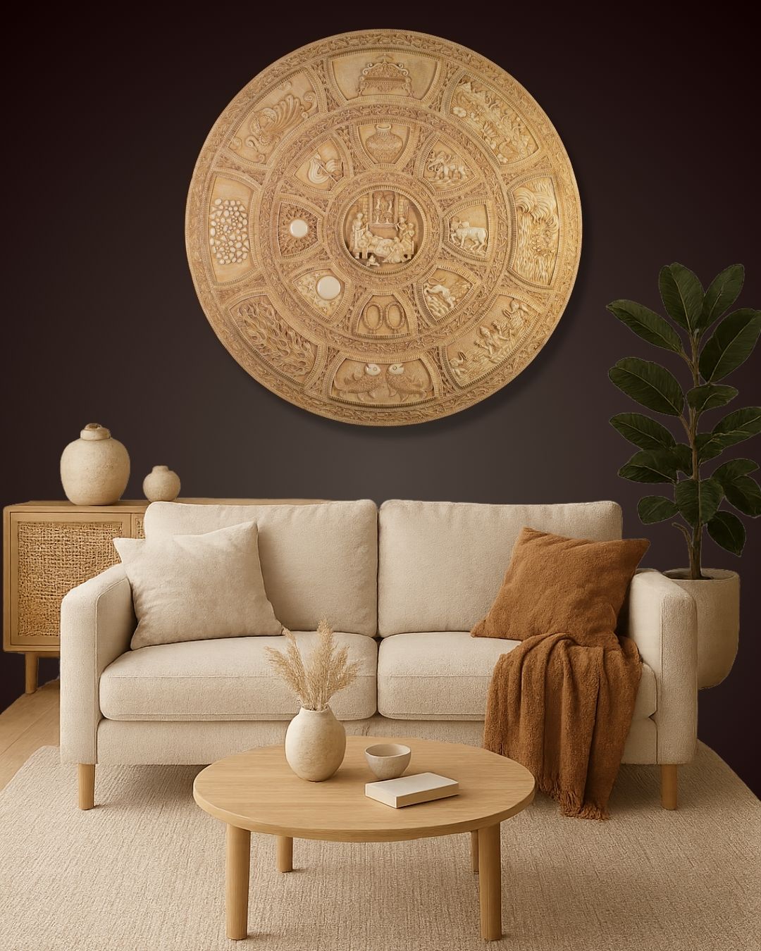 30" Large Trishla Mata 16 Sapne Resin Wall Hanging Frame