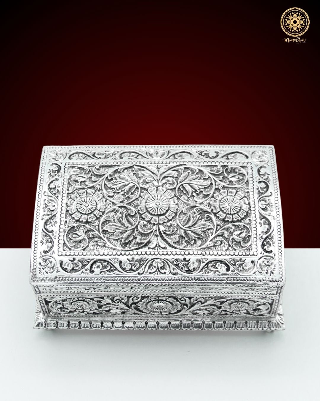 Artisan Crafted Silver Plated Jewelry Case | Floral Jewelry Storage Box