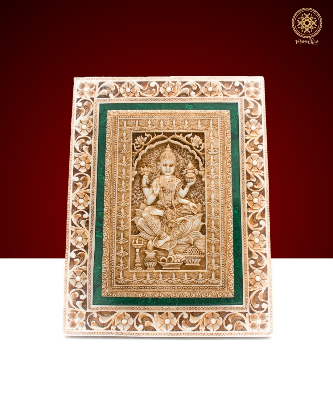 Hand Carved Goddess Lakshmi Wall Hanging Frame for Home Decor