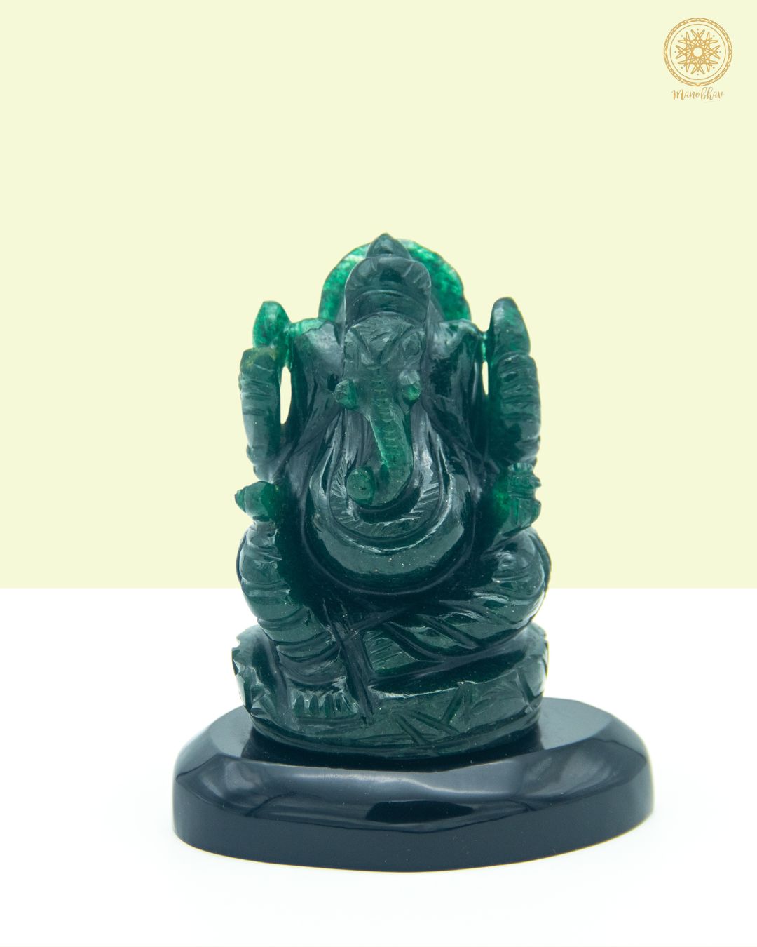 Hand Carved Green Aventurine Lord Ganesha Idol | Decorative Sculpture