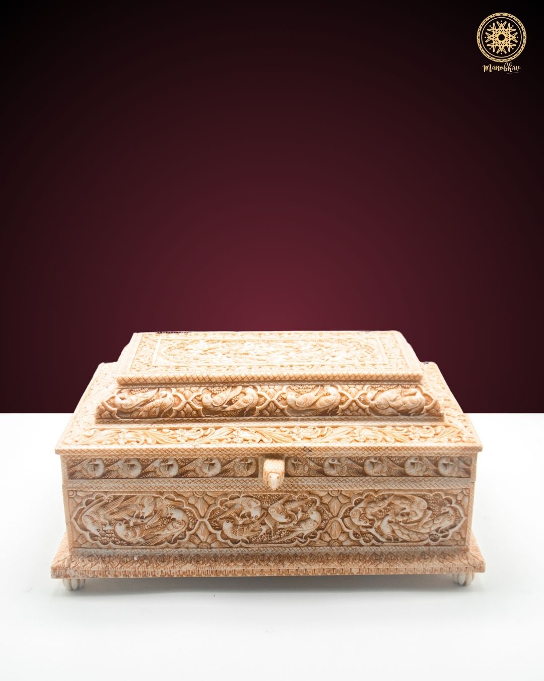 Hand Carved Jewelry Box with Birds Design | Antique Casket for Family Heirloom