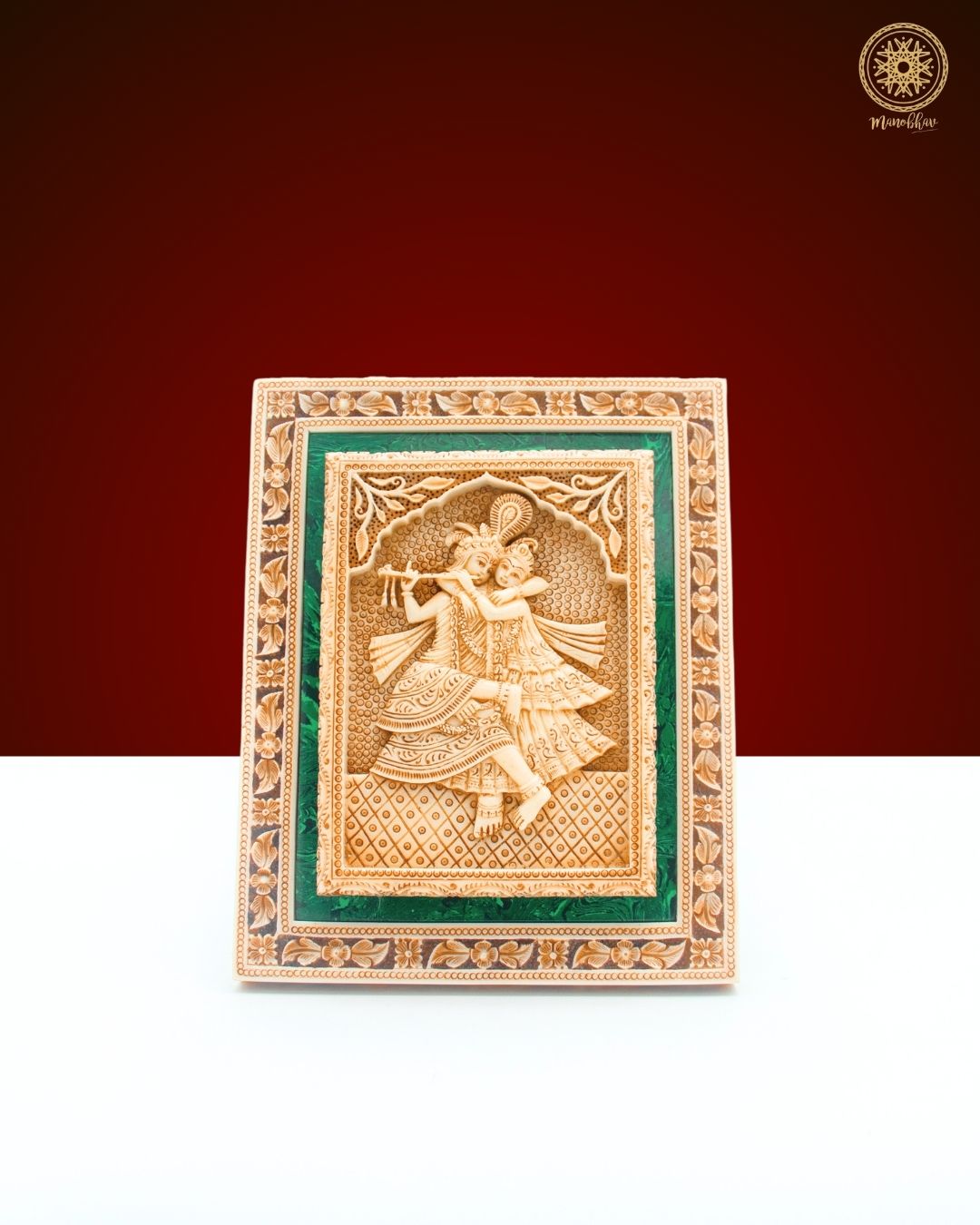Hand Carved Radha Krishna Wall Hanging Frame | Unique Wall Art for Home Decor