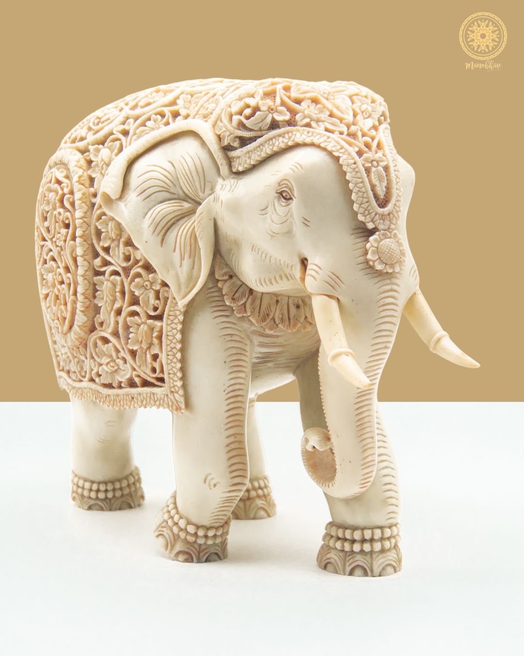 Hand Carved Resin Elephant Statue | Animal Art Figurine for Gift