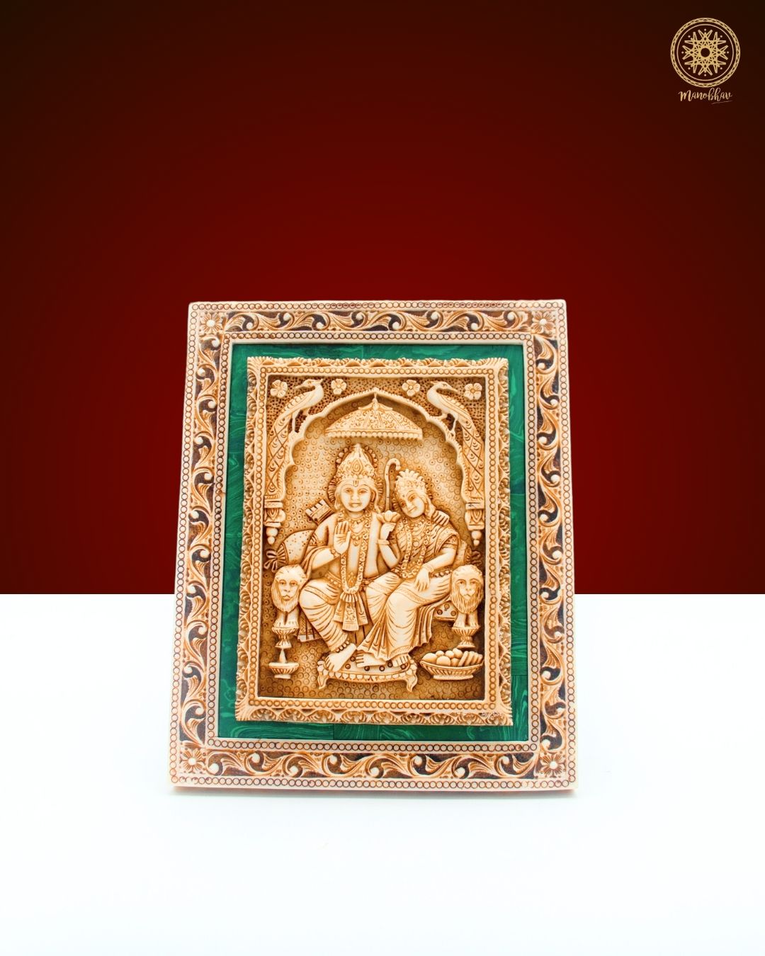 Hand Carved Sita Ram Wall Hanging Decor Art for Living Room and Prayer Space