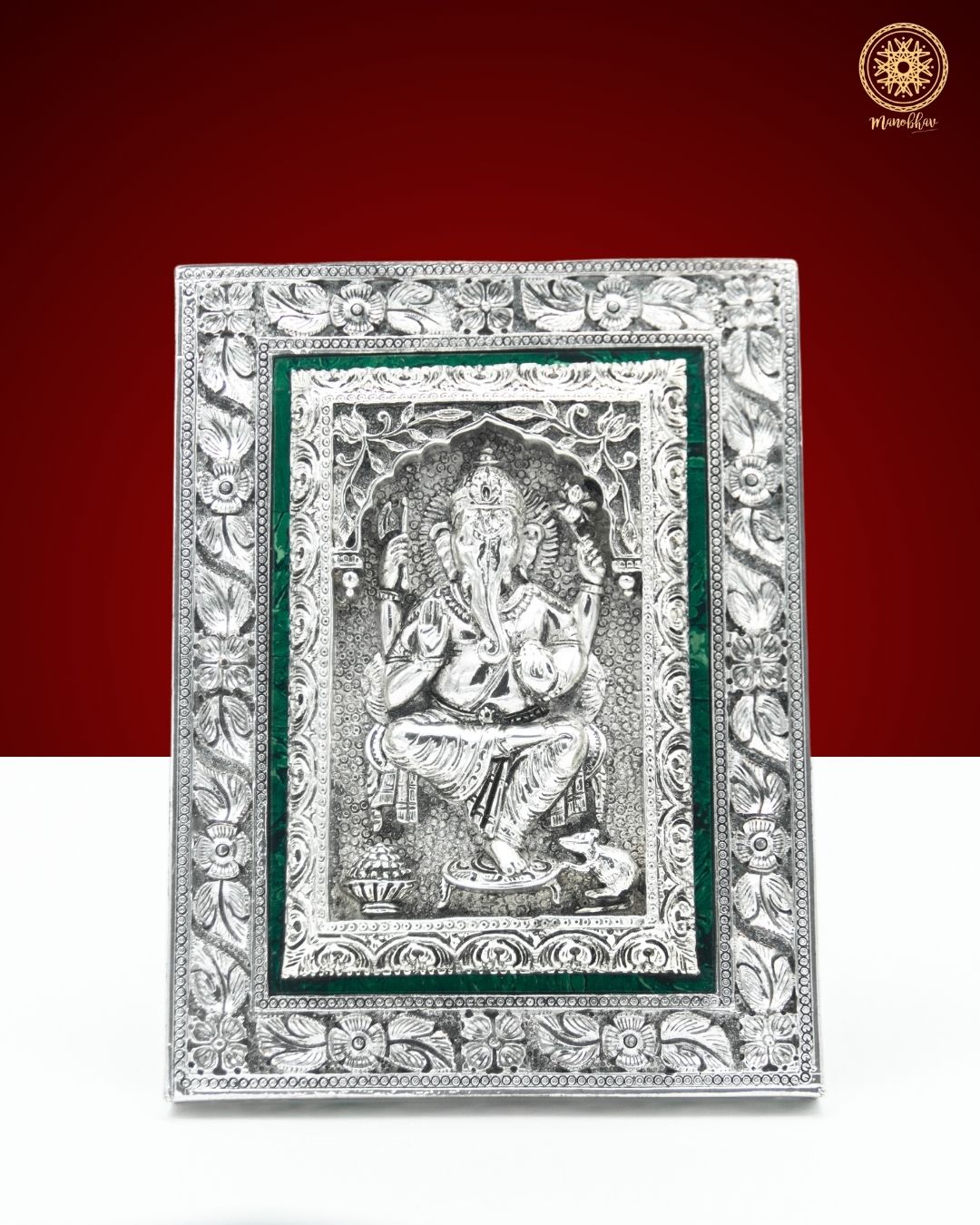 Hand Crafted Ganesha Frame | Silver Plated Tabletop