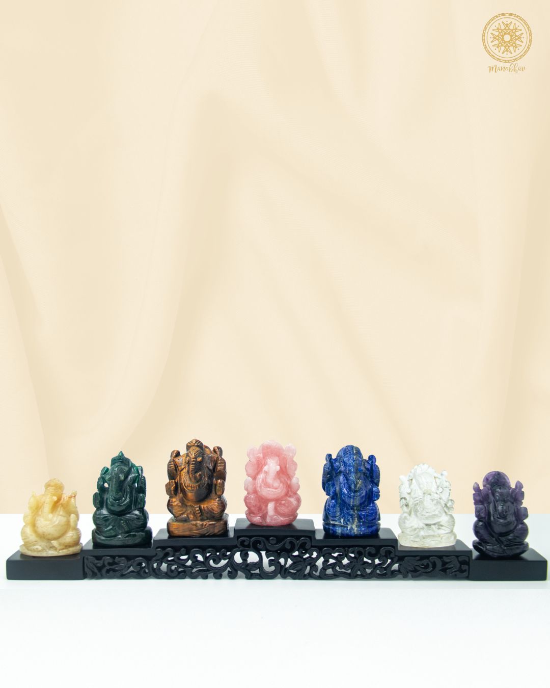 Handcarved Gemstone Ganesha Set | Gemstone Idol