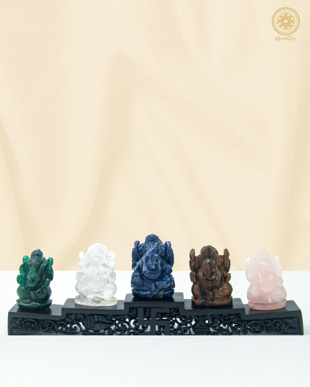 Handcarved Gemstone Ganesha Set | God Idol
