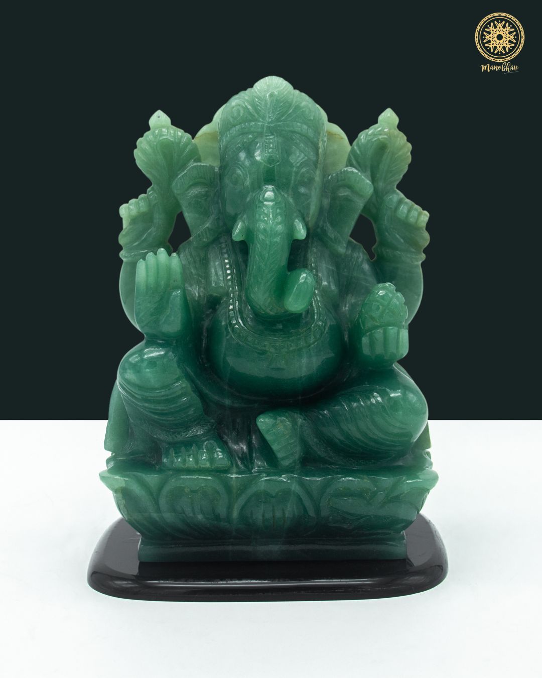 Handcrafted Green Aventurine Lord Ganesha Idol | Gemstone Statue