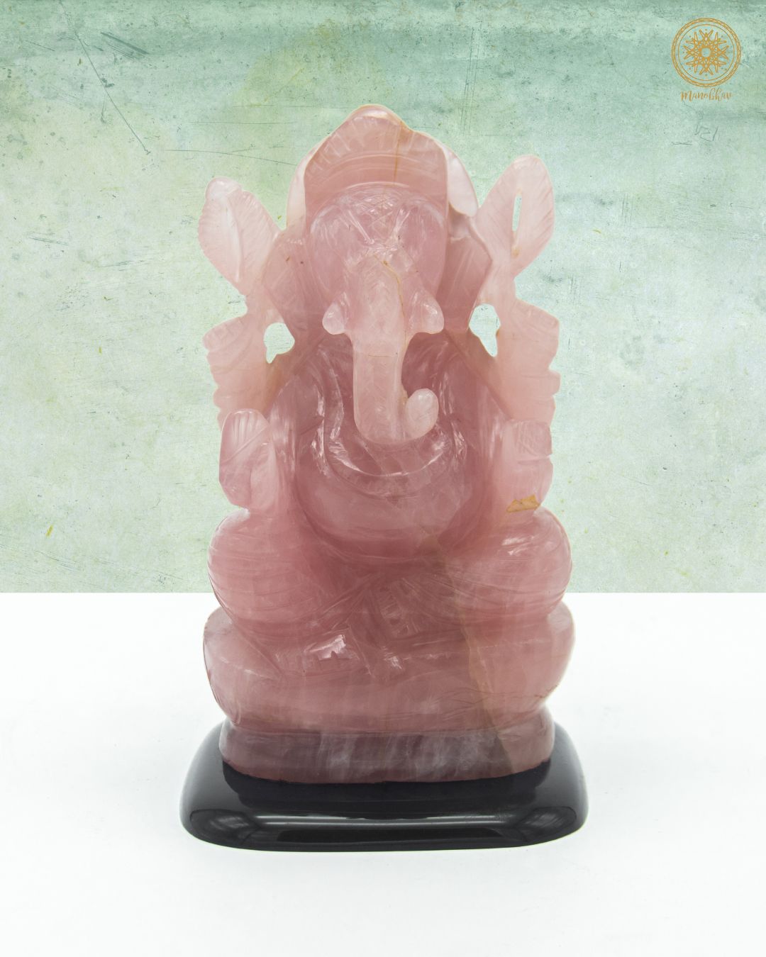 Handcrafted  Rose Quartz Ganesha Idol