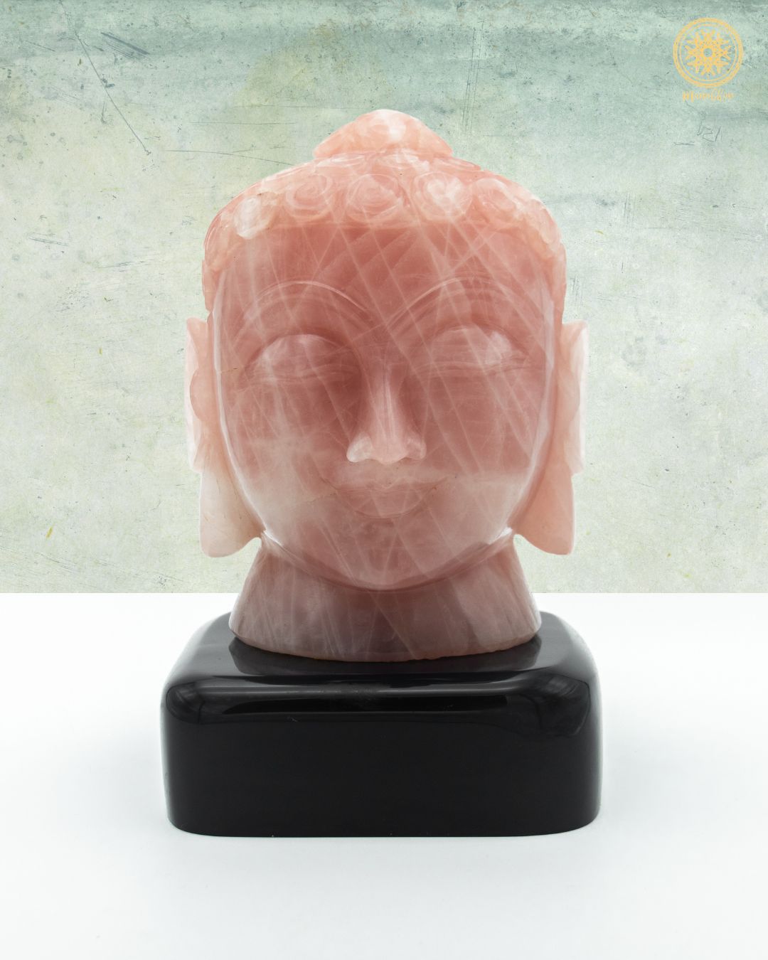 Natural Rose Quartz Buddha Head Statue | Handcrafted Gemstone Tabletop