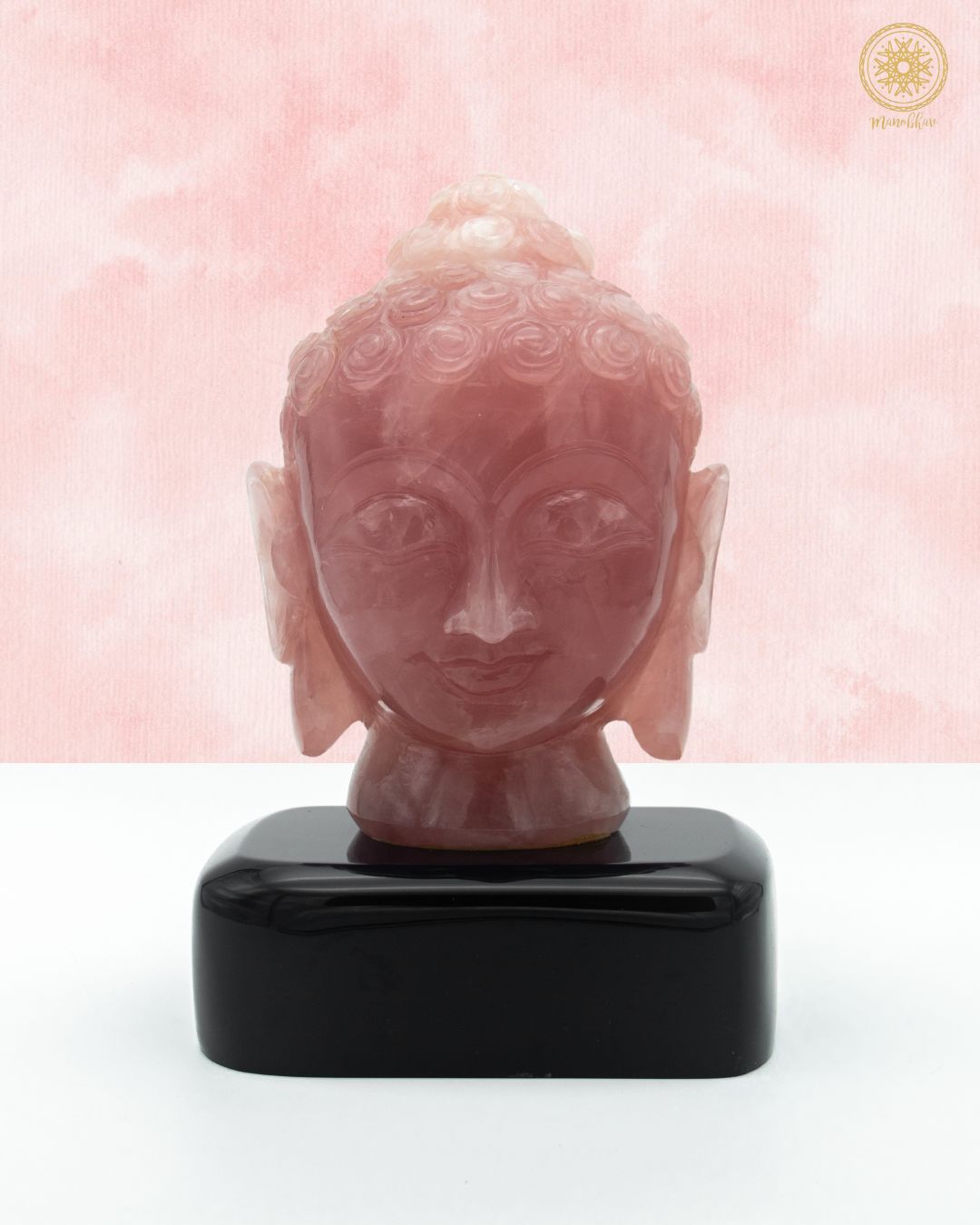 Natural Rose Quartz Buddha Statue | Hand Carved Gemstone Tabletop