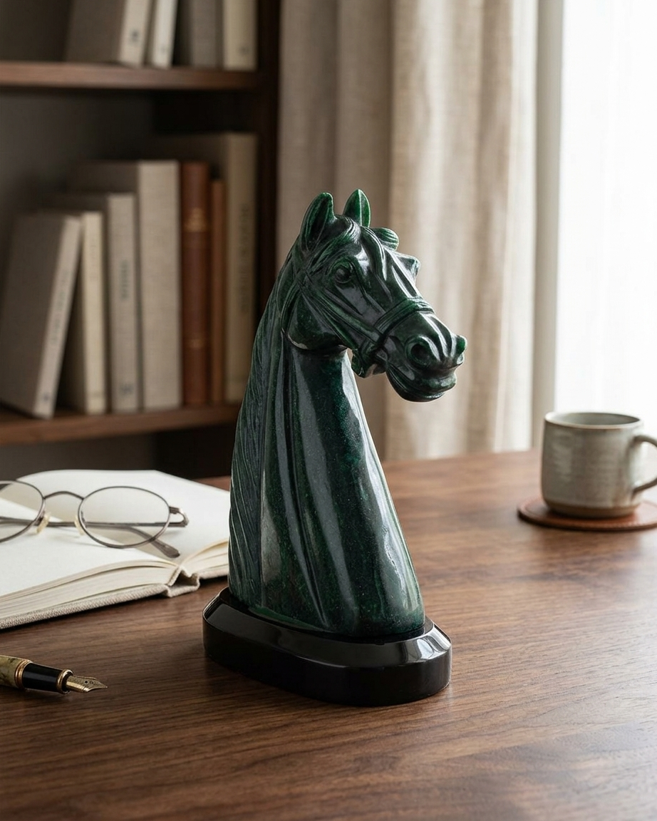 Hand carved Green Aventurine Horse Statue | Animal Art Sculpture