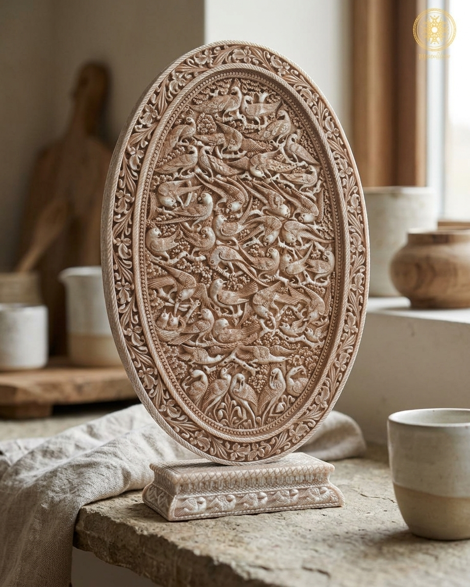 Hand Carved Unique Bird Themed Table Decor Piece | Decorative Tabletop