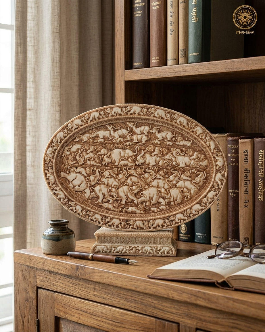 Hand Carved Wildlife Themed Decorative Centerpiece | Living Room Decor